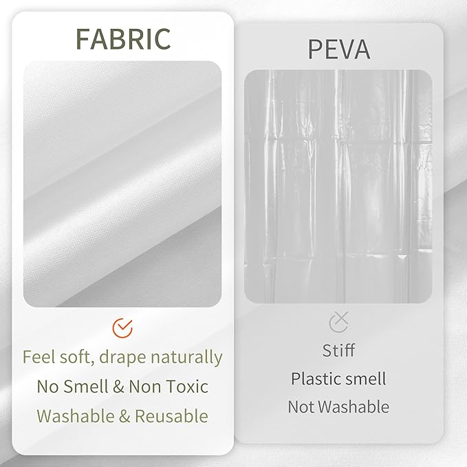 ALYVIA SPRING Stall Fabric Shower Curtain Liner Waterproof - 36" x 72", Soft & Lightweight Small Shower Curtain with Magnets for Narrow Stall Size, Machine Washable - 36x72, White