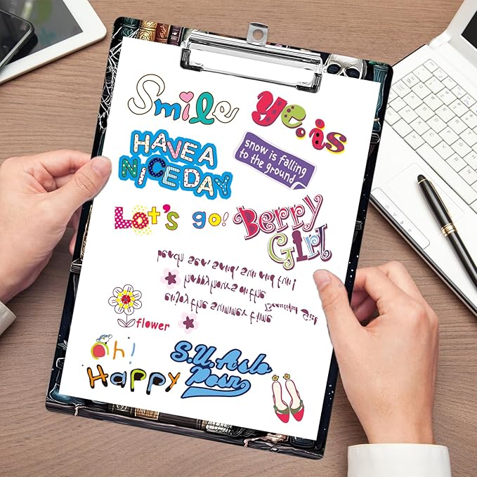 Plastic A4 Clipboards, Cute Fashion Clipboard Decorative, 12.2" x 8.7" Standard A4 Size Clipboards, Plastic Acrylic Clipboard for Teacher, Social Worker, Students,Women, Office Supplies (Bookshelf)