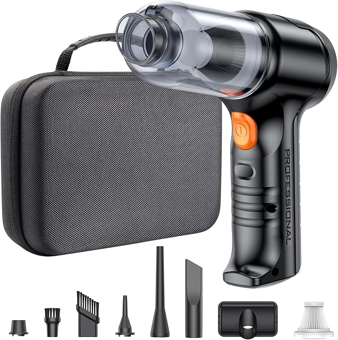 SEALIGHT Handheld Car Vacuum Cleaner, 4 in 1 Mini Vacuum Cleaner Air Duster, High Power Suction with Multi-Nozzles for Car, Home, Office, Pet