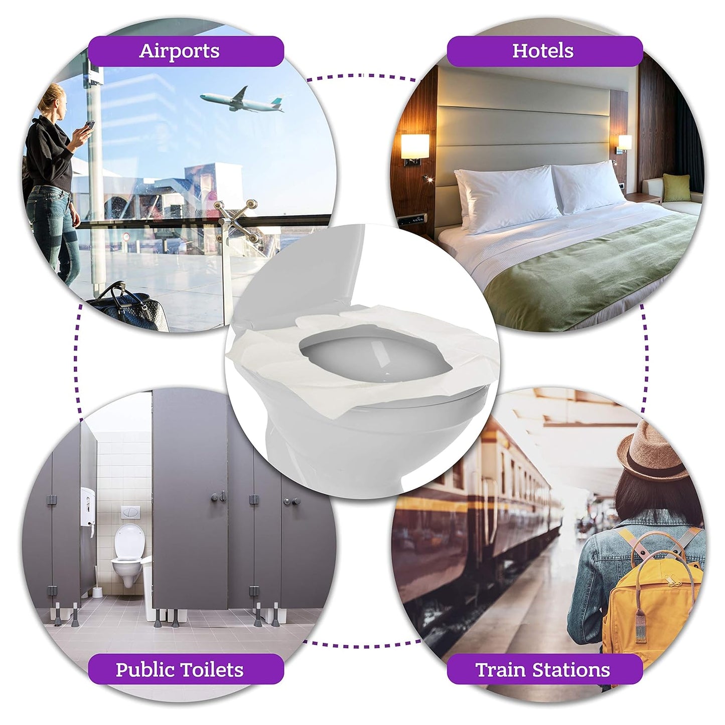 XL Travel Pack of 4 Packs (40-Count) + 1 Free Pack (10-Count) ! - Disposable Toilet Seat Covers - New!