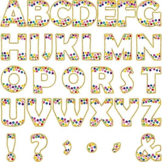 150 PCS Large 6" Bulletin Board Letters and Punctuation Set, White with Confetti Classroom Alphabet Cutout for Bulletin Board Display Home School, A Great Helper to Inspire Students' Learning Interest