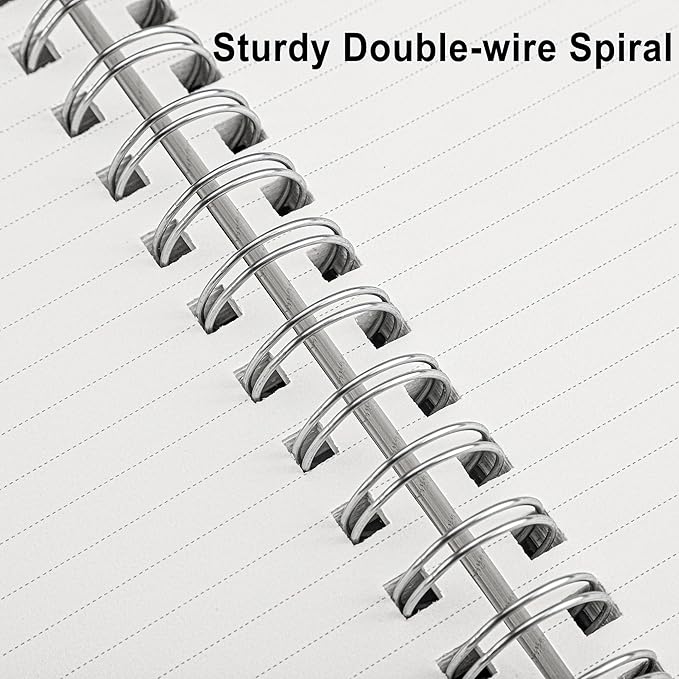 RETTACY Spiral College Ruled Notebook, 300 Pages, B5 Medium Size (7.4" x 10"), for School, Work, Writing, Journaling, 100 GSM Thick Paper, Flexible Plastic Cover (Lilac)