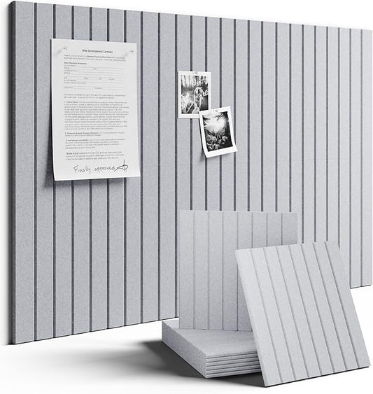 Large Felt Bulletin Board 36"x24" Cork Board Alternative - 6 Pack with 40 Safe Removable Adhesive Tabs, Cork Boards for Walls Felt Board for Home Office Classroom Pin Board-Soft Gray