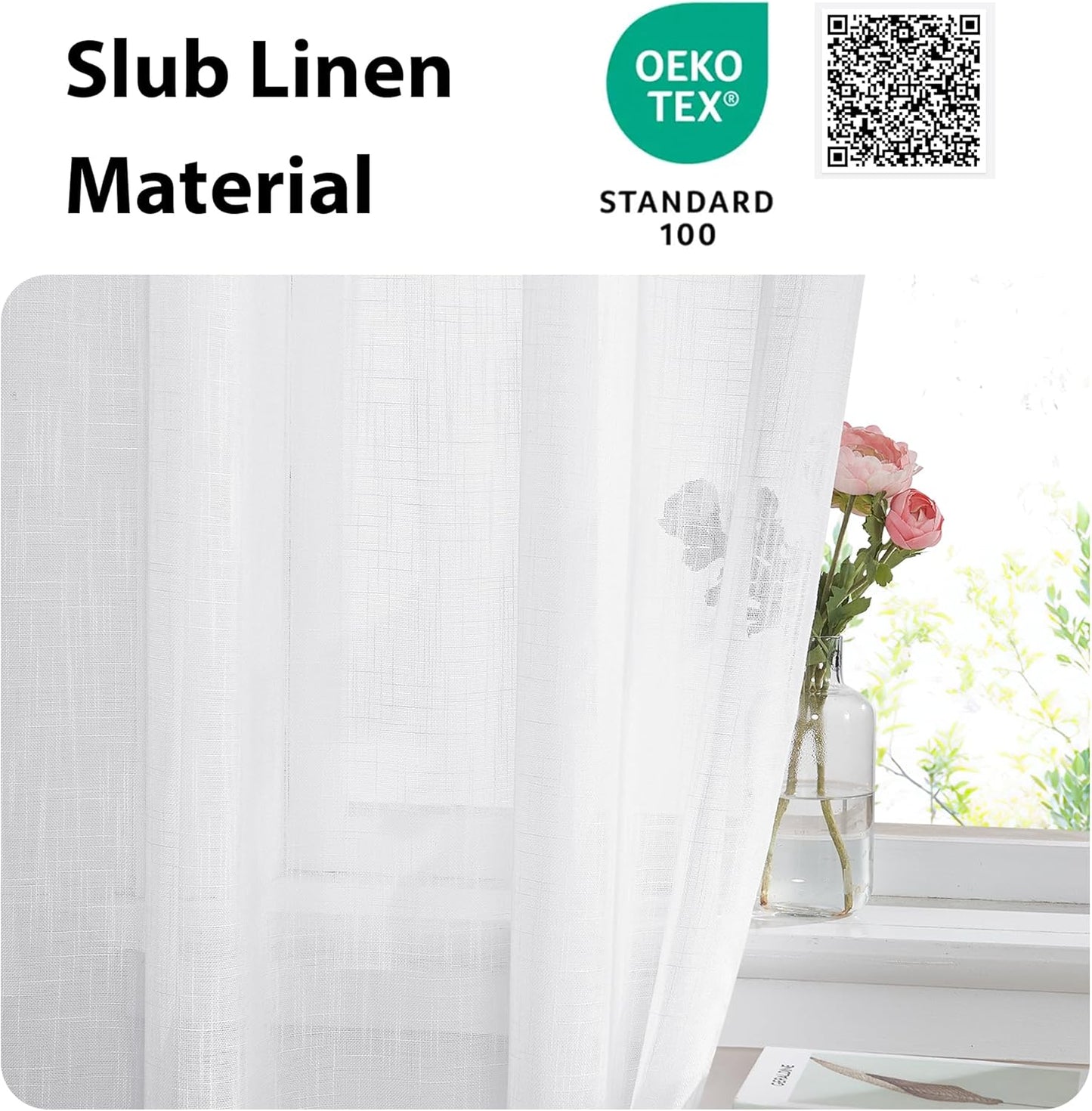 NICETOWN Classroom Window Cover Sheer Lockdown Shade, Front Door Curtains for Glass Window, Small Rod Pocket Curtains for French Door/Basement/Bathroom, 1 Panel, 36" Wide x 40" Long, White