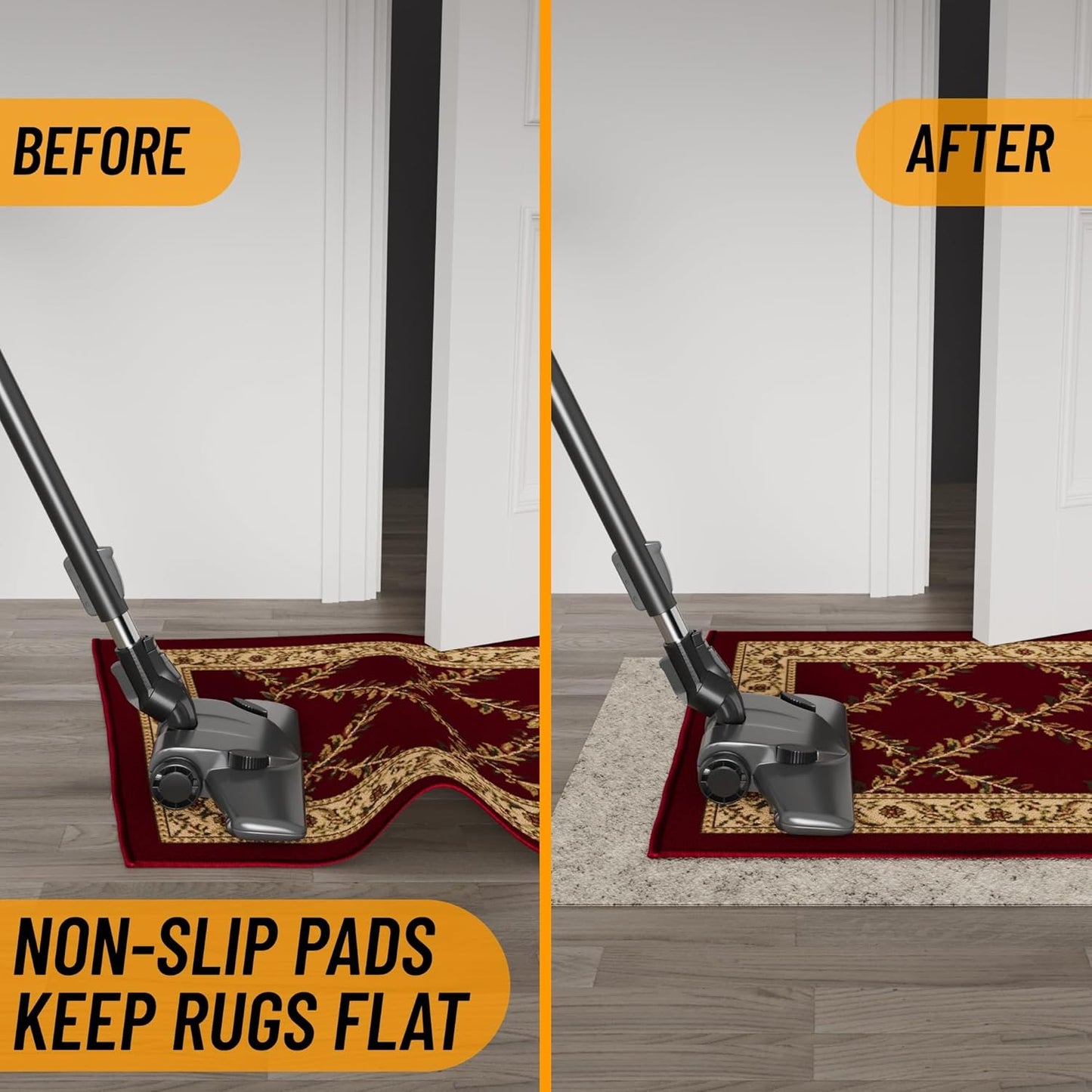 Ottomanson 7'8" x 11' Non-Slip Rug Pad Gripper 1/12 Inch Ultra Thin Dual Surface Felt + Rubber Gripper - Safe for All Floors, Cream