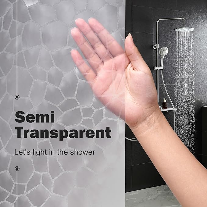 UFRIDAY 3D Cube Clear Shower Curtain Long Shower Curtain Liner 72x78 inches,EVA 78 inch Long Shower Liner with Bottom Magnets, Heavy Duty,Water Resistant Semi Transparent,12 Hooks