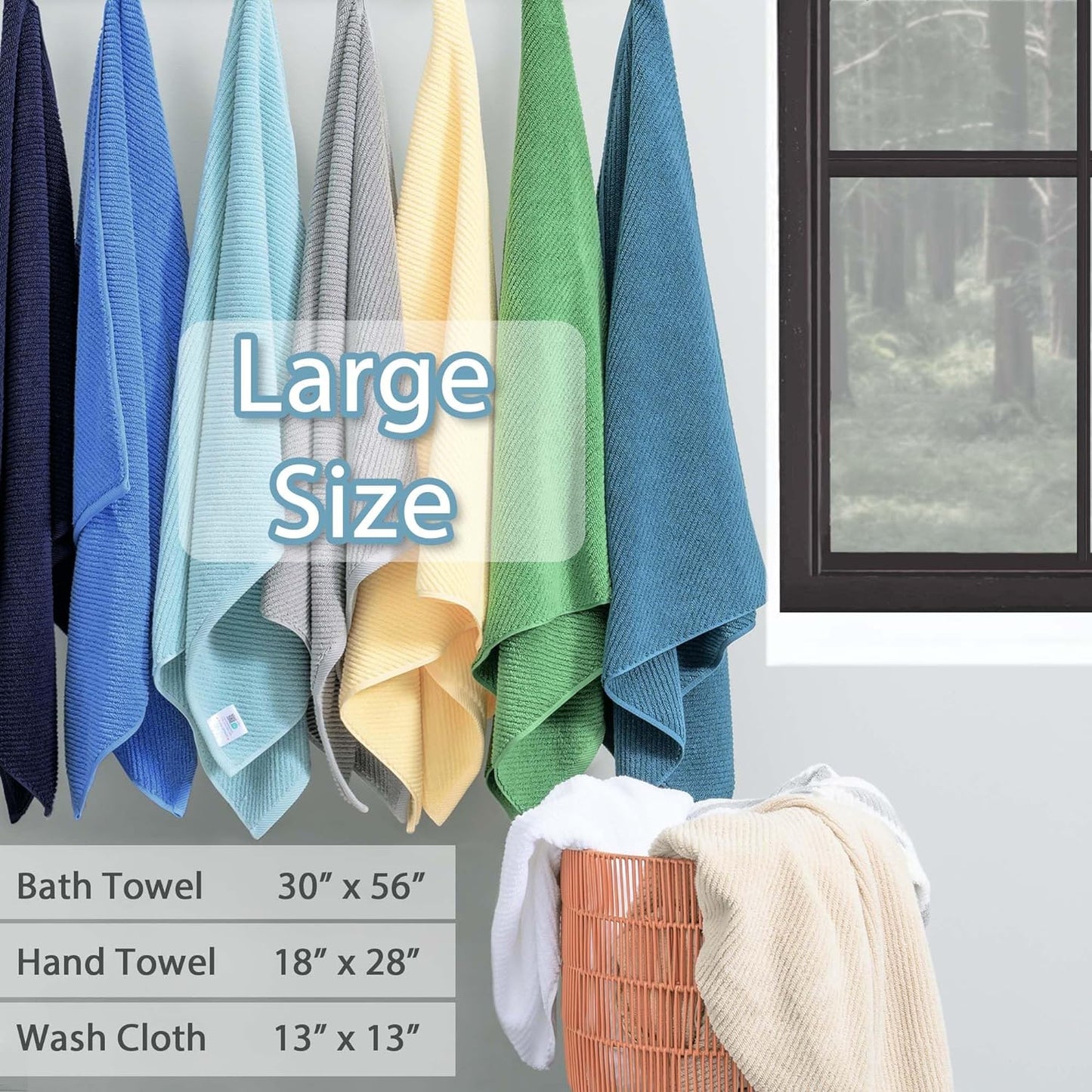 VOOVA & MOVAS Dark Beige Towels for Bathroom - 100% Cotton | Quick Dry | Soft | Thick, 3 Piece Towel Set, 1 Large Bath 30" x 56", 1 Hand 18" x 28",1 Wash Cloth 13" x 13", Bathroom Essentials,Dark Tan