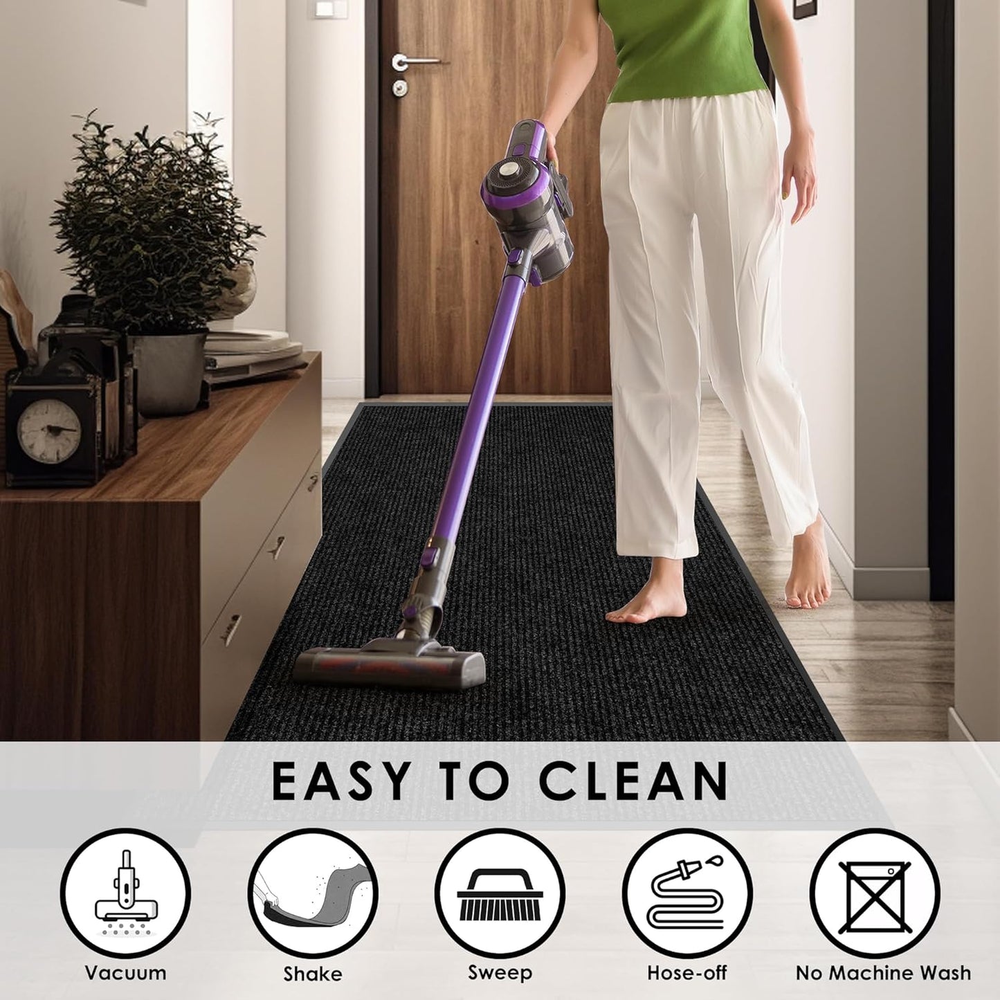 2′ x 41′ Front Door Mat Indoor Outdoor Entrance, Commercial Floor Mat Heavy Duty Dirt Trapper Entryway Doormat, Custom Size Non Slip Rubber Backing Welcome mat, Door Mat for High Traffic Area