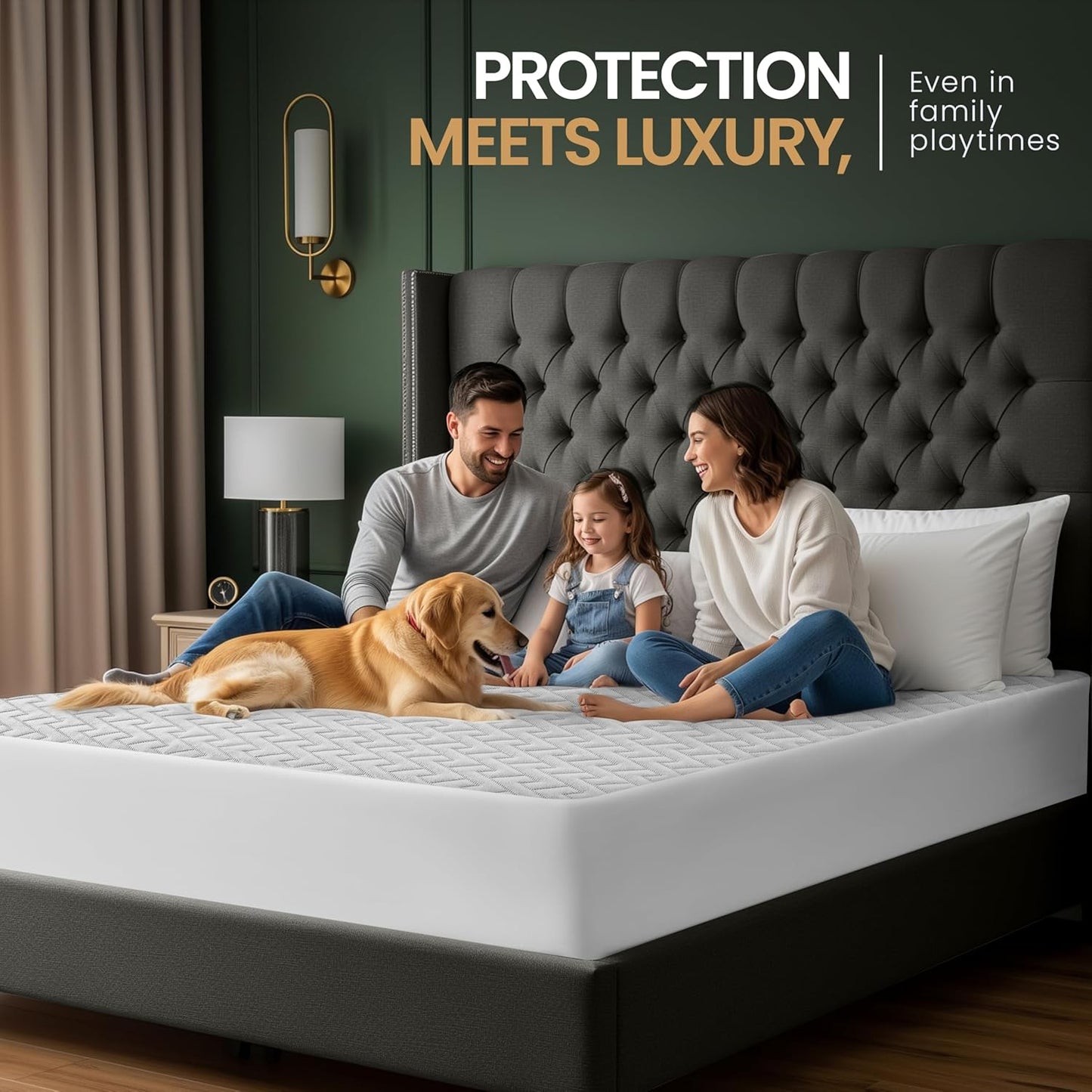 Utopia Bedding Waterproof Mattress Protector Twin XL (College Dorm Room) Size, Premium 3D Air Soft Fabric Mattress Cover, Fits 15 Inches Deep, Breathable, Fitted Style with Stretchable Pockets