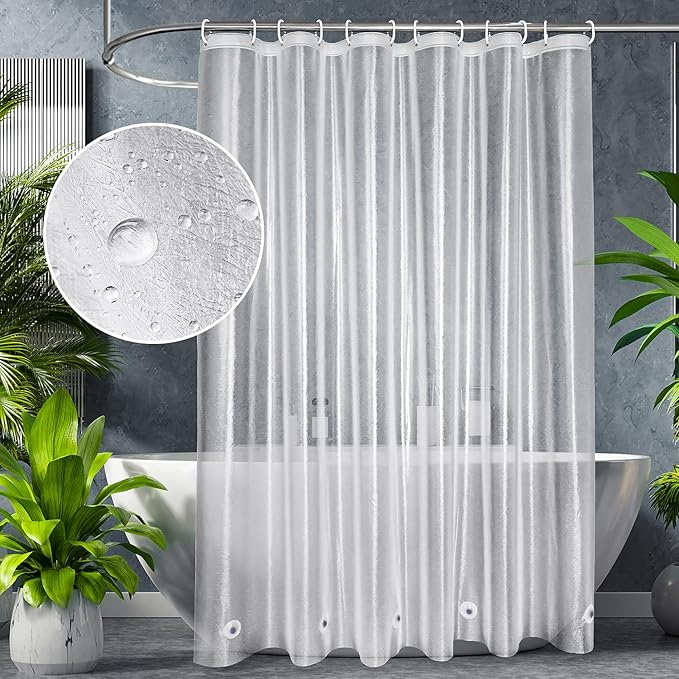 UFRIDAY Extra Long Shower Curtain Liner 86 Inches Long, Weighted Bathroom Shower Curtain Liner 72x86 Inch with 5 Bottom Magnets, Frosted and Semi-Transparent 9G Thick Havy Duty Bathroom Curtain
