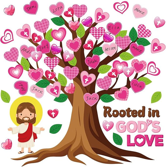 Valentines Day Bulletin Board Decorations - Aposwow Christian Jesus Classroom Decorations Set Pink Love Heart Paper Cutouts Bulletin Board Decor Door School Office Wall Decor Supplies