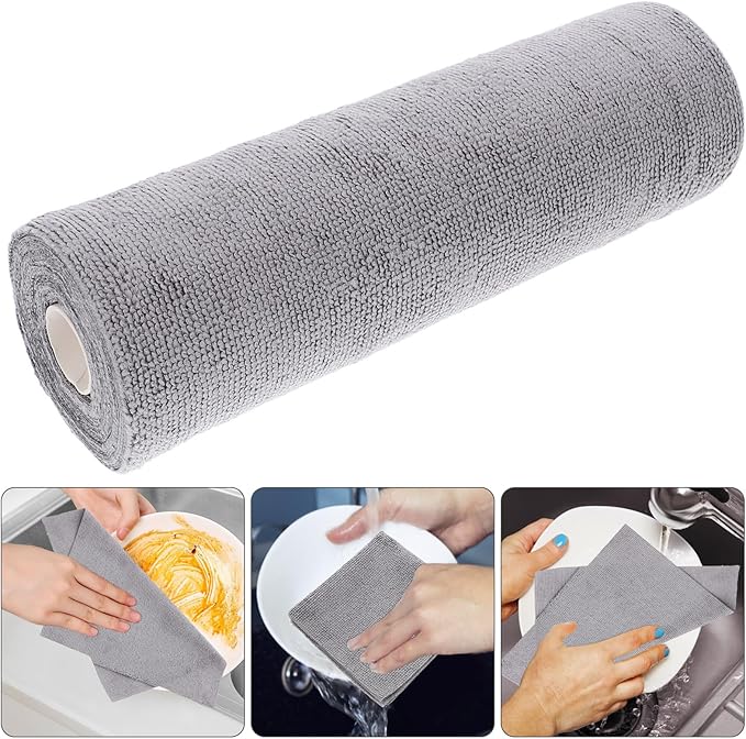 Microfiber Cleaning Cloths Roll 20Pcs Tear-Away Reusable Washable Towels 25Cm Quick Dry Absorbent for Kitchen Household Cleaning and Dishwashing