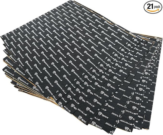 Rockville RockMat 50-25 50 Sq Ft Butyl Sound Deadening Mat 2.5MM 100 Mil, Aluminum Foil Backing, Heavy Duty Vibration and Noise Damping for Car Truck Van RV Marine and SPL Audio Installations