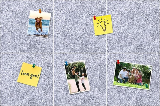 Square Felt Cork Bulletin Board Tiles, Self Adhesive DIY Felt Pin Board for Wall 30" x 20" with 35 Pushpins for Office School Home Wall Decor Stickers Memos Photos Display (Light Grey)