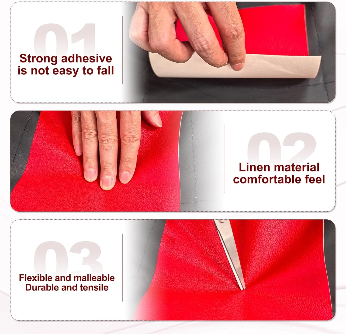 PATIKIL Leather Patches Tape for Furniture, 3.2 x 61 Inch Self Adhesive Vinyl Leather Repair Kit Cover Sheet for Couch, Sofa, Car Seats, Office Chair, Light Gray