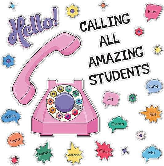Carson Dellosa Retro Remix 71PC Welcome Bulletin Board Set, Inspirational Wall Art for Back to School Decorations, Chalkboard, and Classroom Decor, Groovy Teacher Supplies