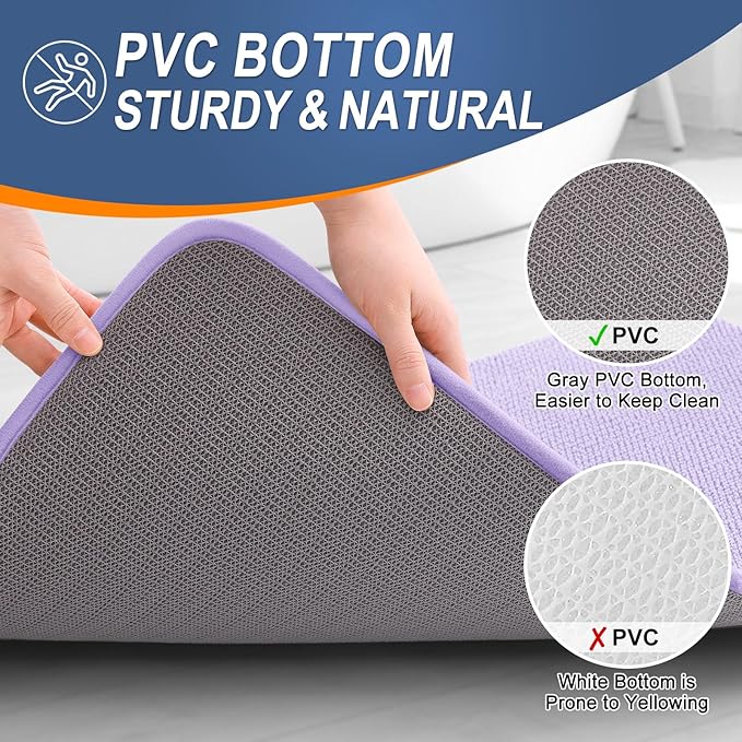OLANLY Thick Memory Foam Bath Mat Rug 30x20, Extra Soft Absorbent Bathroom Rug, Quick Dry Bath Mats, Non-Slip, Machine Washable Carpet for Bathroom, Tub and Shower, Home Decor Accessories, Lavender