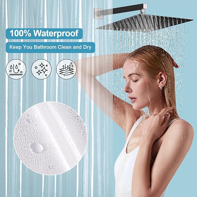 EurCross 54 x 78 inch Long Stall Shower Curtain Liner, Water-Proof 9G Premium Clear PEVA Small Plastic Shower Curtain with 5 Magnets for Bathroom, 9 Metal Grommets with Hooks