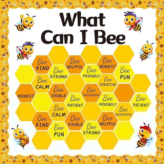 Bee Bulletin Board Decorations for Classroom Summer Bee Theme Inspirational Bulletin Board Borders Bee Hive Paper Cutouts for Back to School Classroom Chalkboard Wall Office Home Decor