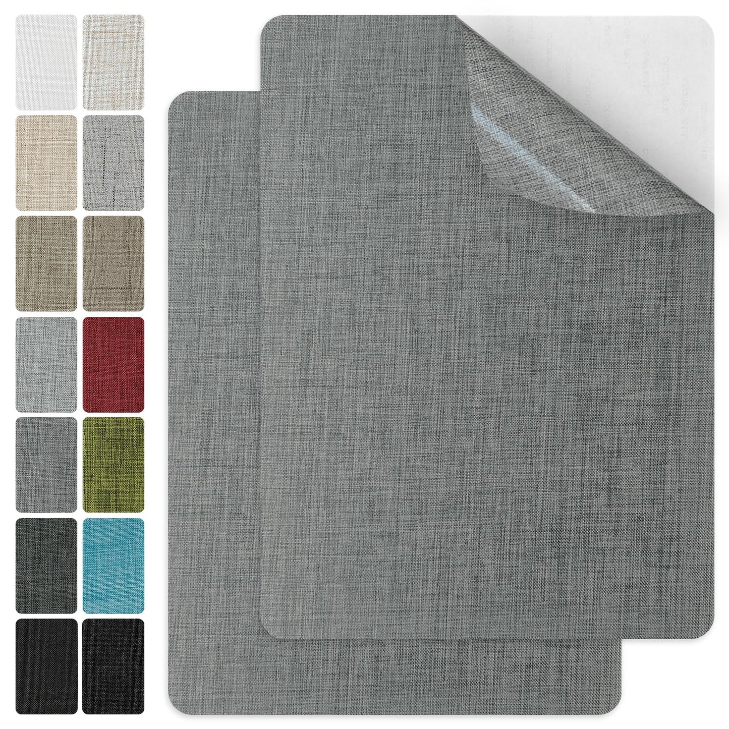 J.CARP 2Pcs Linen Repair Patches, Large Self-Adhesive Fabric Patch for Sofas, Couch, Furniture, Car Seats (8 * 11 inches-2PCS Light Gray)
