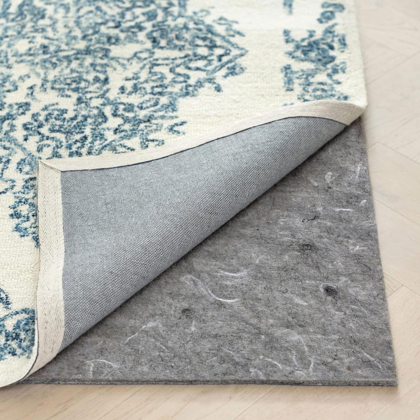 RUGPADUSA - Dual Surface - 10'x12' - 1/8" Thick - Felt + Rubber - Non-Slip Backing Rug Pad - Adds Low-Profile Comfort and Protection