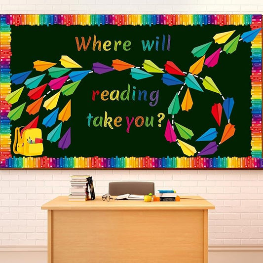 Janlaugh 133 Pcs Classroom Reading Bulletin Board Set Colorful Planes for Bulletin Board Decorations Paper Cutouts for Teacher Classroom Library Back to School Decor Supplies