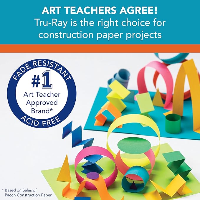 Tru-Ray® Construction Paper, 50% Recycled, 12" x 18", Brilliant Lime, Pack of 50