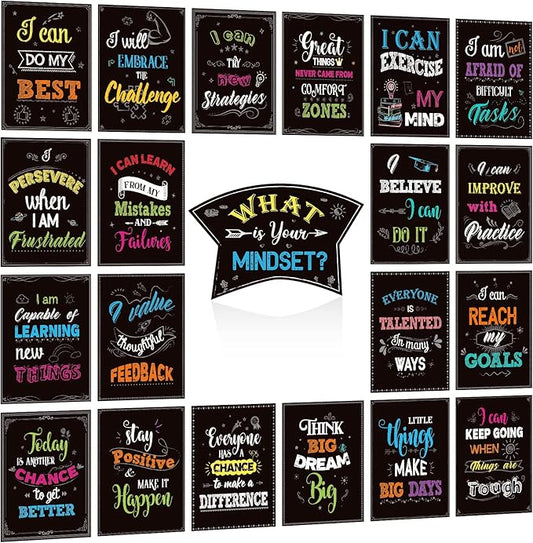 Classroom Decorations, 21 Pcs Growth Mindset Posters Bulletin Board Decorations for School Office Home- 11 x 14 Inch