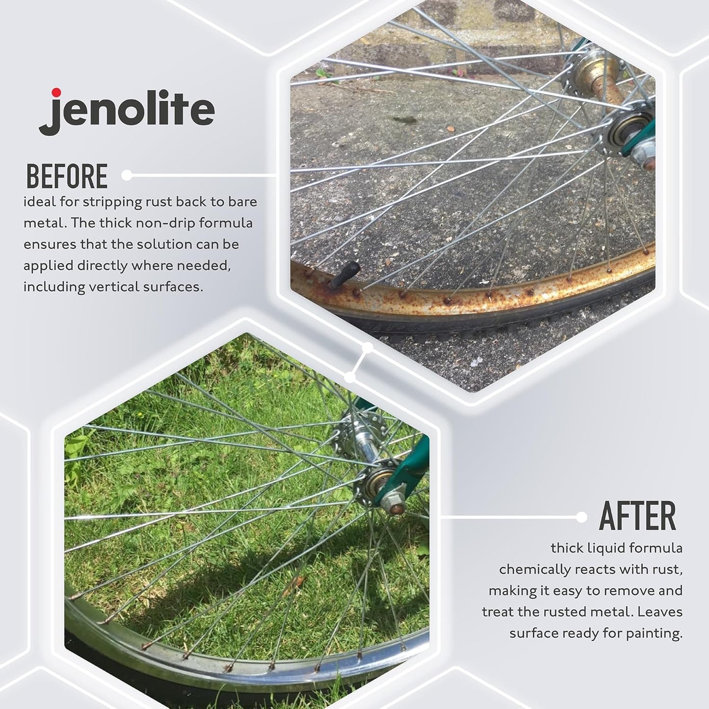 JENOLITE Rust Remover for Metal - Fast Acting No Drip Thick Liquid - Industrial Strength, Removes Rust Back to Bare Metal - 1.32 Gallon (5 Liter)