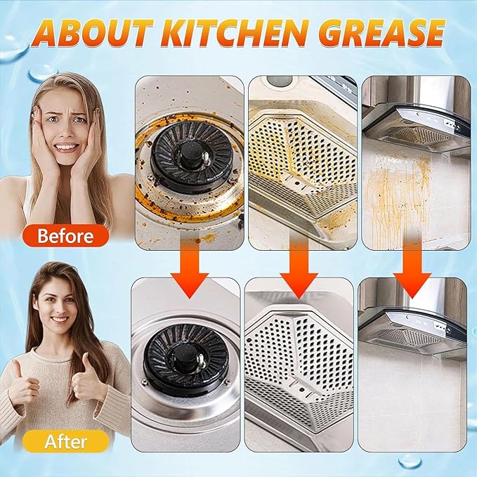 Fiell Heavy-Duty Kitchen Degreaser Foam Cleaner,Clean Kitchen up Oil Stains Spray,Multi Functiona Foam Cleaner Spray,Degreaser Cleaner Heavy Duty (2PC)