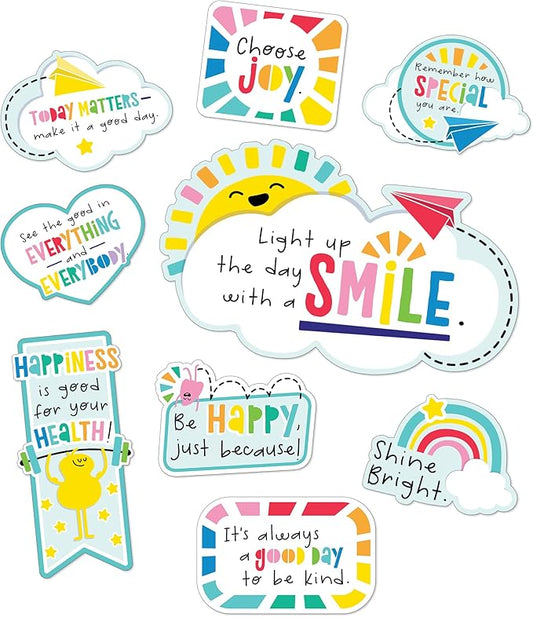 Carson Dellosa Happy Place 15 pc Bundle Motivational Bulletin Board Set, Rainbow Decorations and Motivational Posters With Positive Affirmations, Homeschool and Classroom Decor