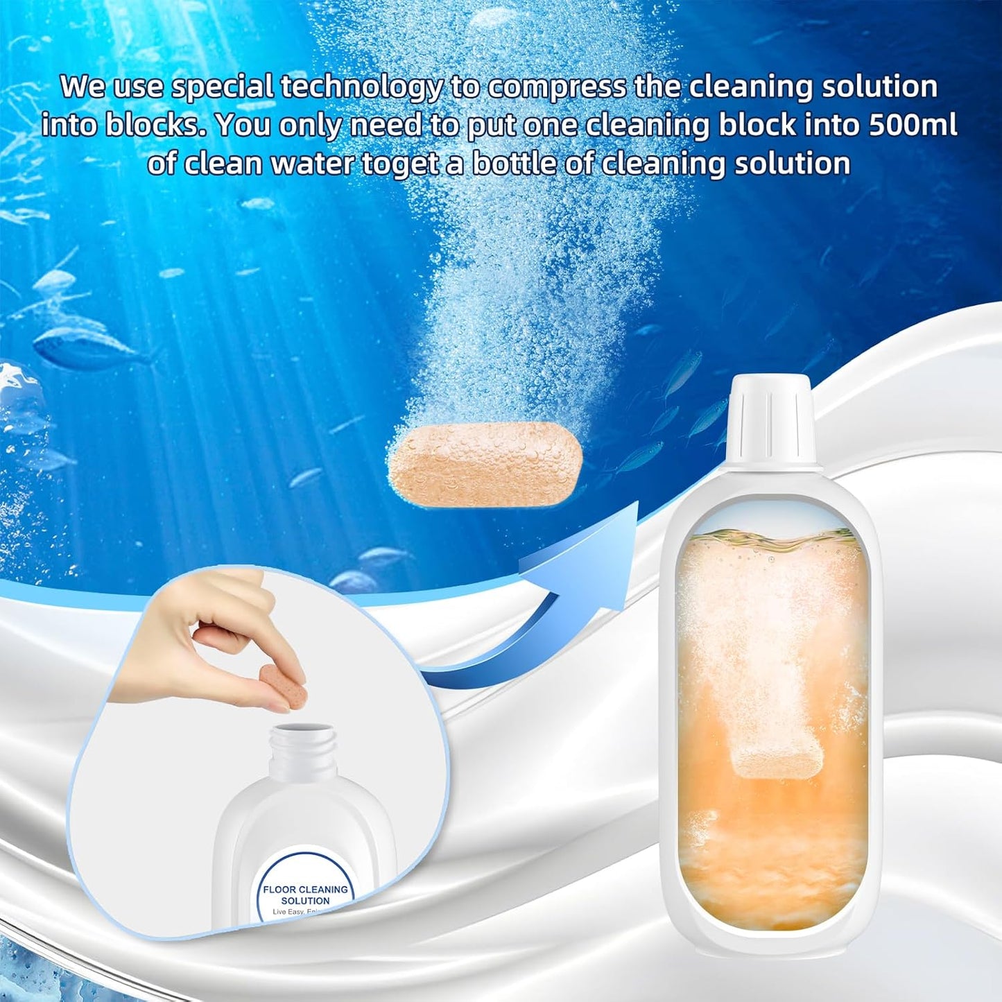 5 Bottles Compatible with Tineco Cleaning Solution Pet 500ml Per Bottle Orange Scents Floor Cleaner Compatible with All Robot Vacuums with Mopping and Cordless Wet/Dry Vacuum (Orange Scents)