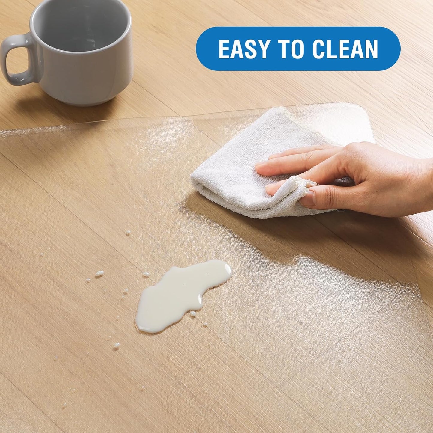 Clear Chair Mat, 75" x 60" Large Chair Mat for Hard Floors, Anti-Slip Desk Mat for Rolling Chair, Easy Glide Vinyl Floor Mat for Home Office Living Room, Clear
