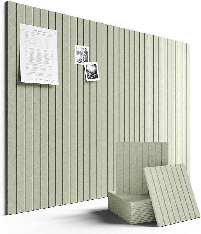 Fluxynara Large Felt Bulletin Board 48" x 36" Cork Board Alternative-12 Pack with 70 Safe Removable Adhesive Tabs, Cork Boards for Walls Cork Board for Home Office Classroom Pin Board - Sage Green