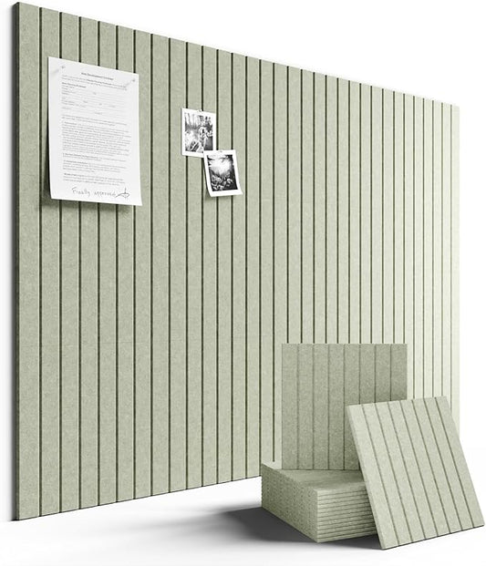 Fluxynara Large Felt Bulletin Board 48" x 36" Cork Board Alternative-12 Pack with 70 Safe Removable Adhesive Tabs, Cork Boards for Walls Cork Board for Home Office Classroom Pin Board - Sage Green