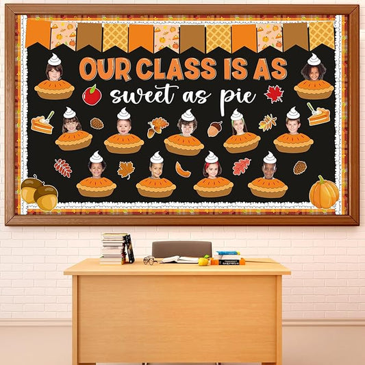 Fall Bulletin Board Decorations Set Thanksgiving Pie Paper Cutouts Autumn DIY Photo Craft for Classroom Holiday School Home Office Wall Decor
