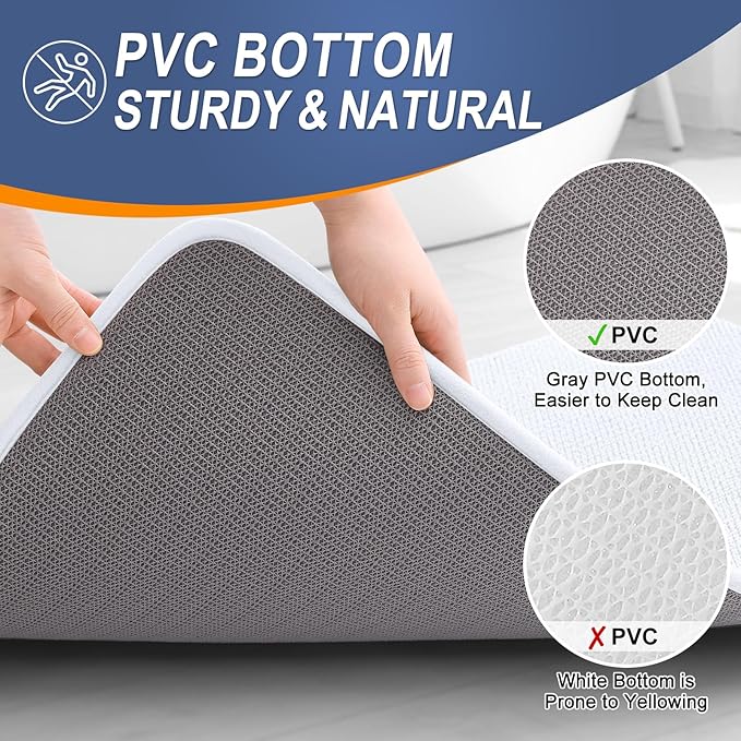 OLANLY Toilet Rugs U-Shaped 24x20, Extra Soft Absorbent Thick Memory Foam Contour Bathroom Rugs, Dry Quickly, Machine Washable, Non-Slip Toilet Bath Mat, Home Decor Accessories, White