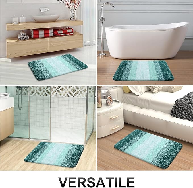 OLANLY Bathroom Rugs Mat 36x24, Extra Soft Absorbent Microfiber Bath Rugs, Rubber Backing, Quick Dry, Washable Bath Mats for Bathroom Floor, Tub and Shower, Home Decor Accessories, Blackish Green