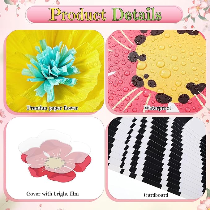 62 Pcs Hello Spring Bulletin Board Sets Spring Flower Classroom Decoration 3D Floral Bulletin Board Flower Cutouts for Classroom Chalkboard Wall Decor