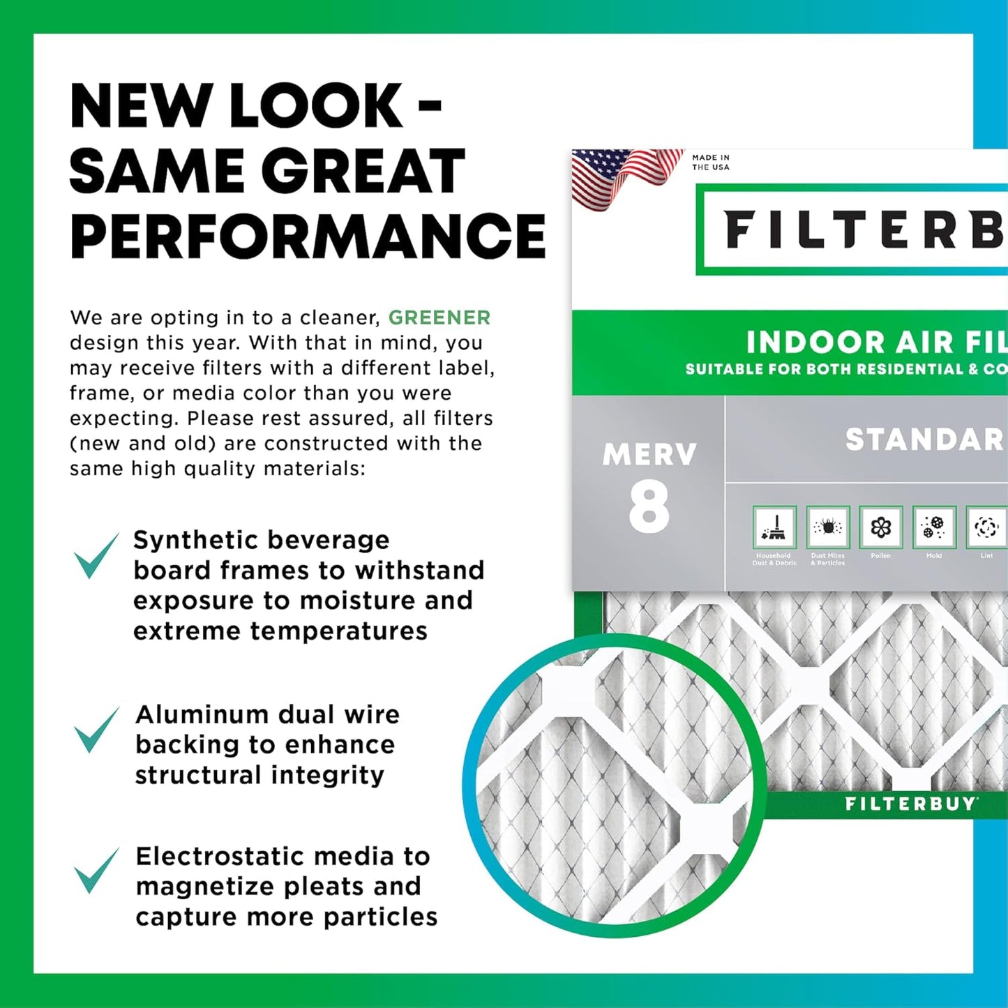 Filterbuy 25x32x1 Air Filter MERV 8 (MPR 700) Dust Defense Replacement (6-Pack), Electrostatic Pleated HVAC AC Furnace Filters, Made in USA (Actual Size: 24.50 x 31.50 x 0.75)