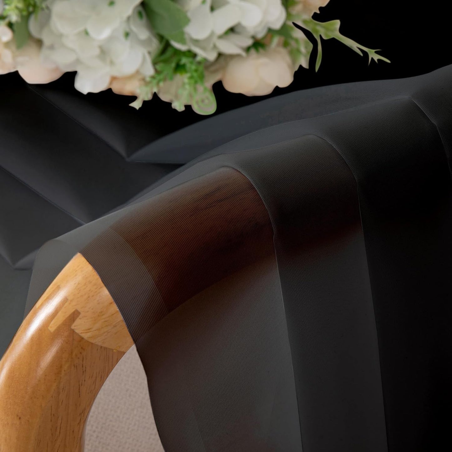 Chyhomenyc 2 Panels Solid Color Sheer Window Curtains 108 Inches Long, Elegant Window Voile Panels/Drapes/Treatment/Scarf for Bedroom Living Room Wedding Canopy (42X108 Inches, Black) 9 FT