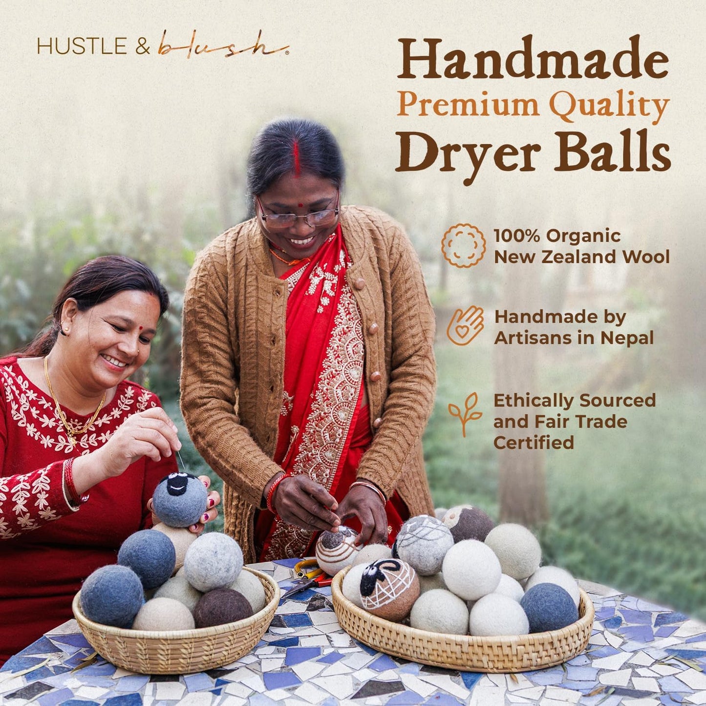 Fluff Ewes Wool Dryer Balls 3 Pack Premium New Zealand Wool Laundry Balls for Dryer, No Static Dryer Balls Laundry Reusable, XL Hedgehog Dryer Balls, Baby Dryer Balls for Dryers - Hedgehog and Homies