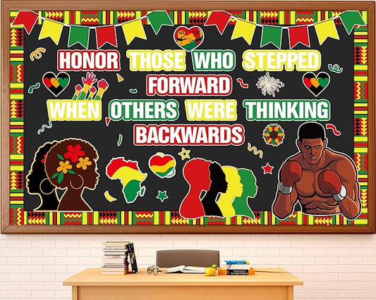 party greeting Black History Month Bulletin Board Set Black History Classroom Decoration African American Inspirational Quotes Paper Cutouts for School Classroom Home Chalkboard Wall Decor Supplies
