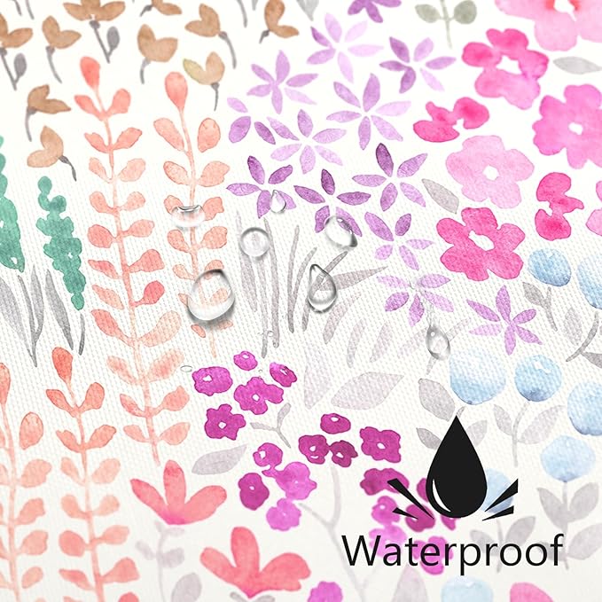 Hot Pink Floral Shower Curtain 60x72, Cute Boho Flower Fabric Shower Curtain, Funky Watercolor Wildflower Shower Curtain Set, Cottagecore Bohemian Bathroom Decor