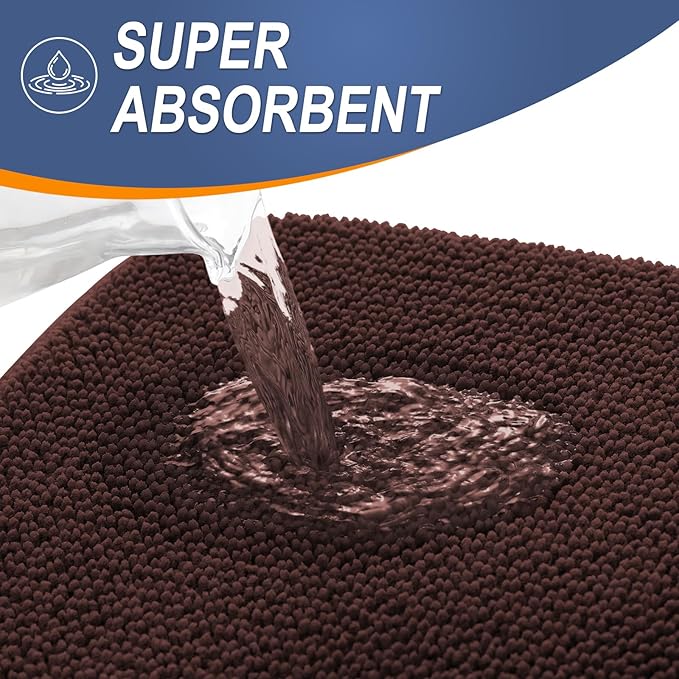 OLANLY Thick Memory Foam Bath Mats Rugs 50x30, Extra Soft Absorbent Bathroom Rug, Quick Dry Bath Mat, Non-Slip, Machine Washable Carpet for Bathroom, Tub and Shower, Home Decor Accessories, Brown