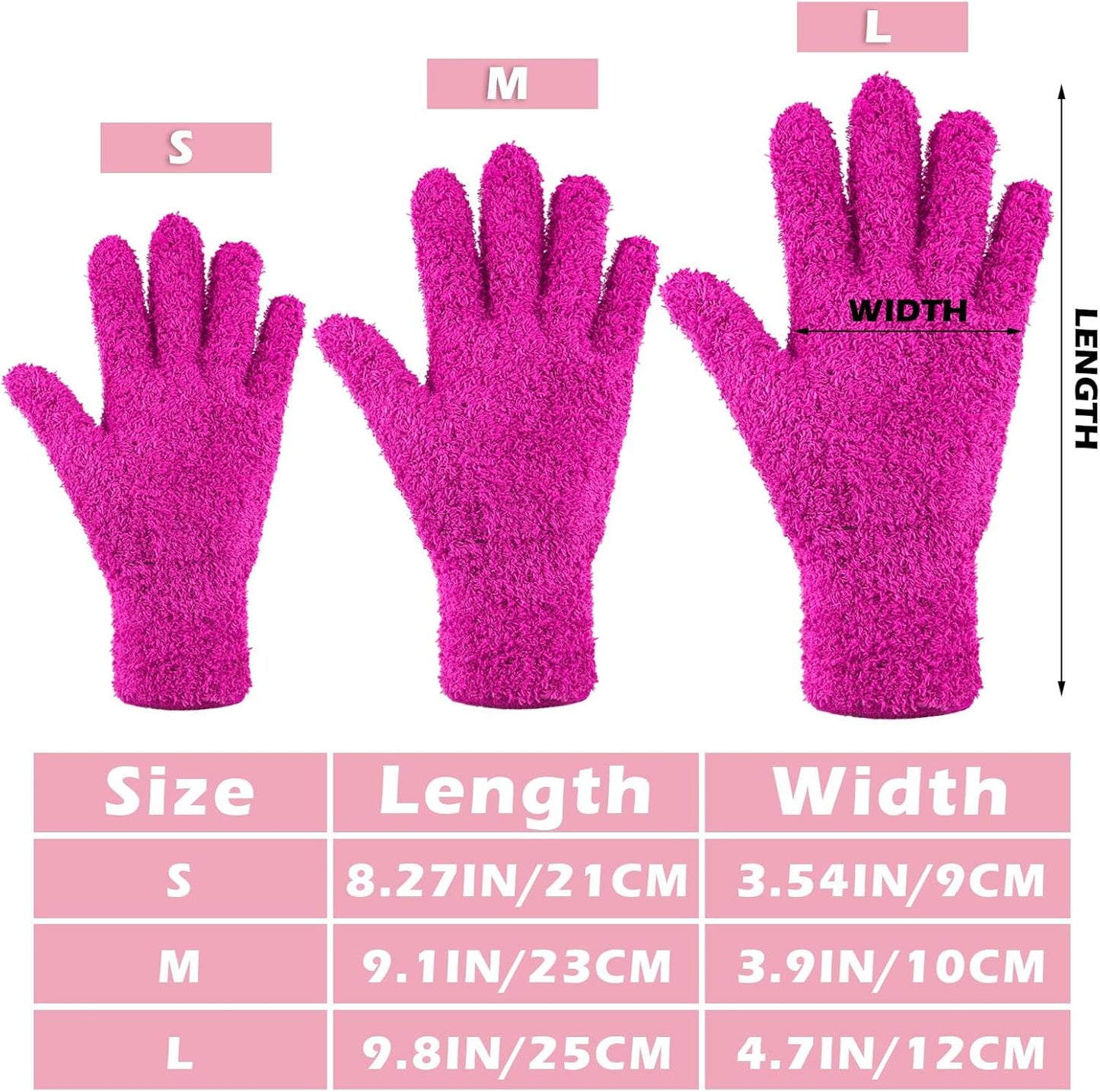 Patelai 3 Pairs Microfiber Plant Dusting Gloves Leaf Cleaning Gloves for Indoor Plants, Blinds, Furniture, House(Medium,Purple, Blue, Rose Red)