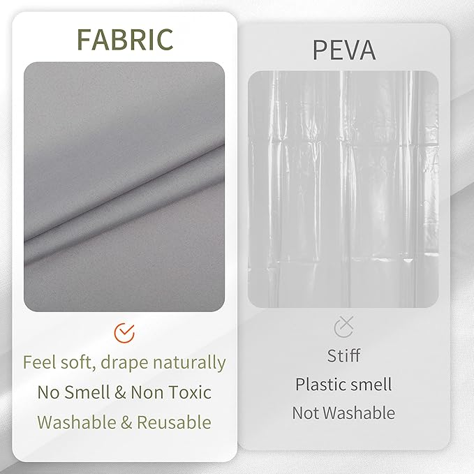 ALYVIA SPRING Stall Fabric Shower Curtain Liner Waterproof - 48" x 72", Soft & Lightweight Stall Size Shower Curtain with Magnets, Machine Washable - 48x72, Grey