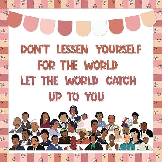 126pcs Black History Month Bulletin Board Decoration Set, Inspirational Cutout with Banner Decor, African American Chalkboard Classroom Wall Accents Ideas Kits for Holiday Party Supplies