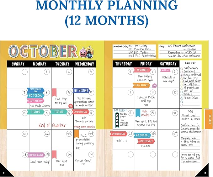 Carson Dellosa Creatively Inspired Planner 2025-2026, Undated 8" x 11" Lesson Plan Book With Stickers, Class Schedule, Weekly Calendar, Homeschool and Classroom Must Haves, Boho School Supplies