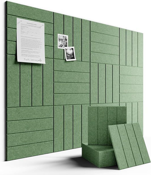 Large Felt Bulletin Board 48" x 36" Cork Board Alternative-12 Pack with 70 Safe Removable Adhesive Tabs, Cork Boards for Walls Felt Board for Home Office Classroom Pin Board-Moss Green